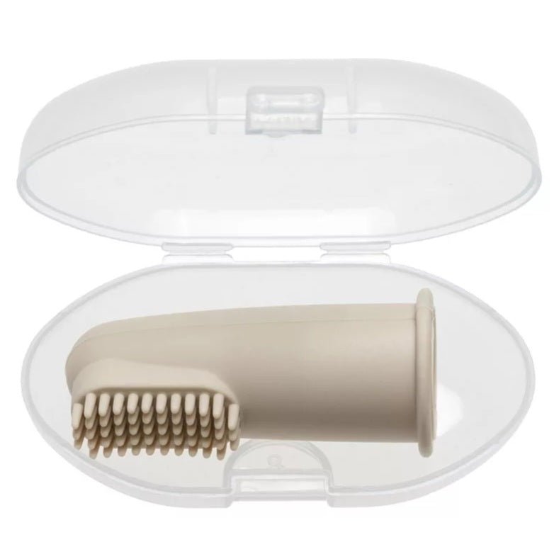 Siliconen Vingertandenborstel met Koker - Beige